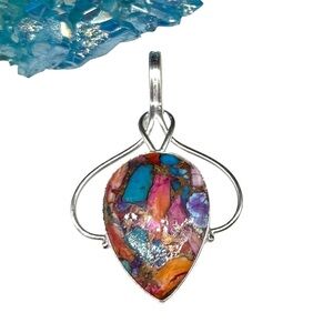 Pink Dahlia Turquoise Necklace Pendant Solid 925 Sterling Silver